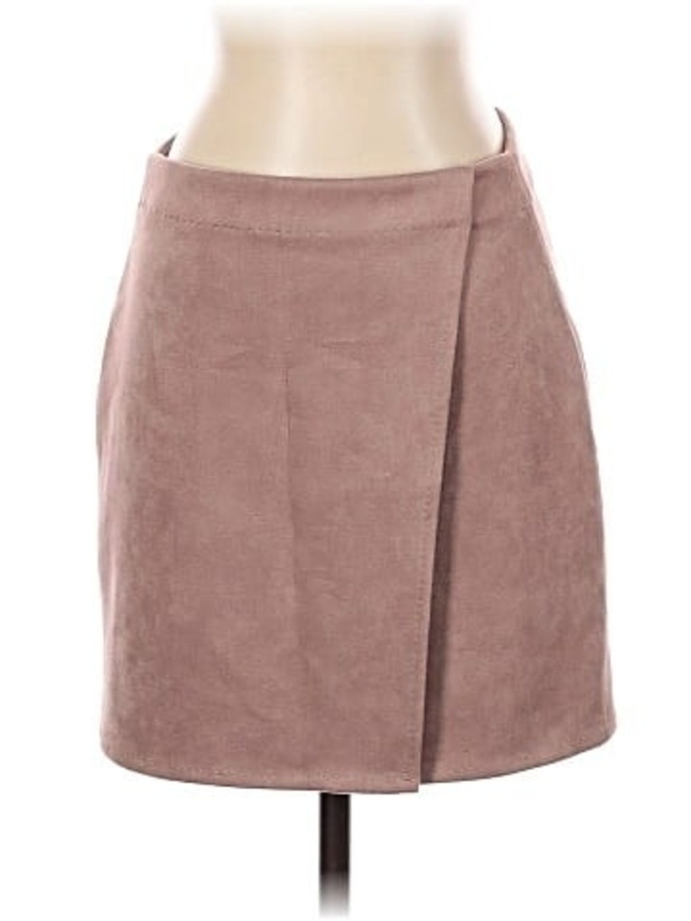 Max Studio Faux Suede Wrap-Style Mini Skirt - Dusty Mauve